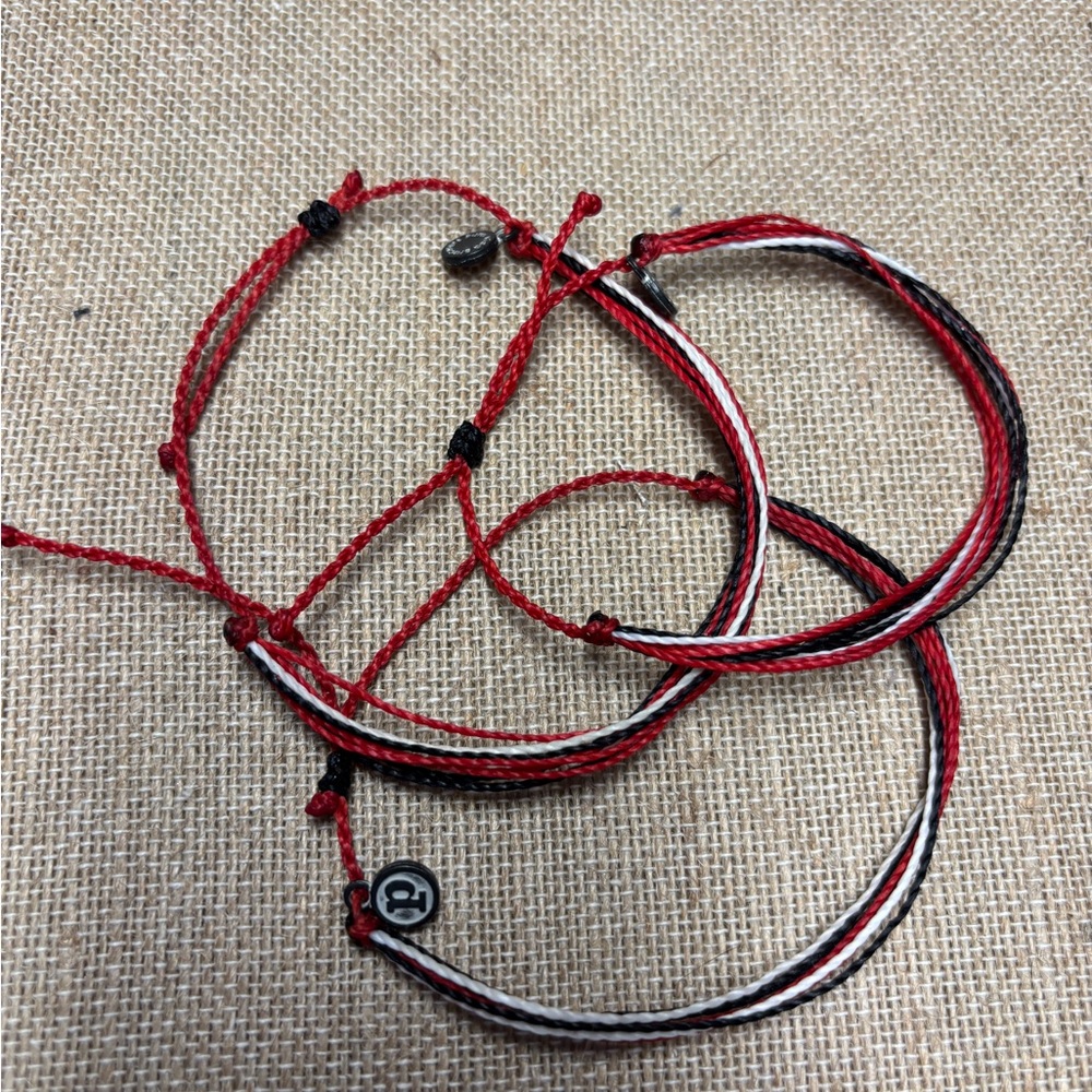 Pura Vida Georgia Bulldog Red and Black String Bracelets Set of 3